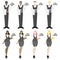 Set of eight vector waiters men and womans