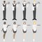Set of eight waiters men and womans