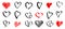 A set of eighteen different hearts.