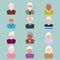 Set of eldery people icon, old people illustration