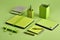 A set of Electric Lime stationery