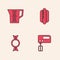 Set Electric mixer, Measuring cup, Hotdog sandwich and Candy icon. Vector