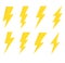 Set Electric vector icons. Group Bolt lightning flash icons. Collection Bolt logo. Thunder symbols.