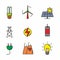 Set of electricity related vector illustration, set of electricity related icon