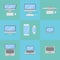 Set of electronic computer devices flat style icons. Vector illustration.