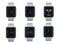 Set of electronic smart watches with different dials design isolated.