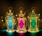 Set of Elegant Ramadan Kareem Lantern or Fanous