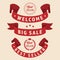 Set of elegant red ribbons or banners welcome, big sale and best seller
