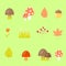 Set element sticker autumn mushroom, leaf, berry