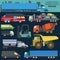 Set of elements cargo transportation: trucks, lorry for creating