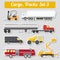 Set of elements cargo transportation: trucks, lorry for creating