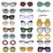 A set of elements for design. Collection of sunglasses