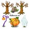 Set of elements for greeting cards, posters, party invitations Halloween. Vector illustration.