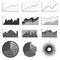 Set of elements for infographics, charts, graphs, diagrams. In gray color. Vector illustrations