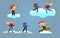 Set of elements of people poses for use in layouts, presentations and design. Winter sports - skiing, snowboarding, ice skating.