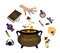 A set of elements for witchcraft spells of a witch for Halloween.