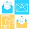 Set of email icons. Open envelope pictogram. Mail symbol, email and messaging, email marketing campaign for website design, mobile