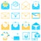 Set of email icons. Open envelope pictogram. Mail symbol, email and messaging, email marketing campaign for website design, mobile