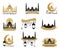 Set of emblems for islamic holy holiday Ramadan and other. Arabic traditions. Eid Mubarak greeting.