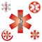 Set of Emergency Star Icons with Caduceus Symbol Red - Health / Pharmacy