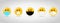 Set emoji with black and white mouth mask. Yellow emoji icon on grey template. Vector illustration