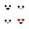 Set of emoji. Kawai cute faces. Funny emoticons. Flat icons. Vector illustration.