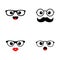 Set of emoji. Kawai cute faces. Funny emoticons. Flat icons. Vector illustration.