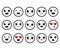 Set of emoji. Kawai outline faces. Cute moticons. Flat smileys. Vector illustration