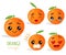 Set of emoji orange with different emotions, smile, laugh, anger, cry, love. An isolated vector illustration.