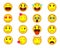 Set of emoji stickers yellow buttons