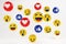Set of Emojis, happy smiley design for mobile phone. 3d rendering