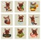 Set of emotional stickers of cute dogs