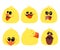 Set of emotions chicken Different characters Cartoon Vector