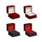 Set of Empty Colored Opened gift jewelry boxes