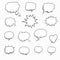 Set of empty comic speech bubbles with halftone shadows. Black and white speech balloons