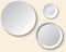 Set of empty white plates. Dish Wall template for decorative pattern.