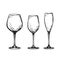 Set of empty wine glasses.