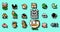Set of enemies characters from Super Mario Bros 3 classic video game, pixel design vector illustration