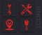 Set Engine piston, Wrench, Screwdriver and wrench tools and Car service icon. Vector