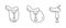 Set of english jumping or dressage saddles flat outline icons. Minimal logos for horse riding school, yard or farm, or