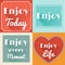 Set of Enjoy Life Motivating Retro Cards Design