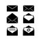 Set of envelopes black icons