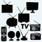 Set of equipment: television, antenna, remote control, radio and webcam