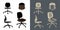 Set of ergonomic chair wireframe vector concept blueprint