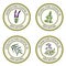 Set of essential oil labels: lavender, patcouli, eucalyptus, val