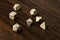 Set of etched gaming dice in cream