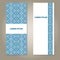 Set of ethnic blue and white banners with pattern, border and sample text