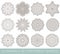 Set of Ethnic Fractal Mandala Vector Meditation Tattoo looks like Snowflake or Maya Aztec Pattern or Flower too Isolated on White