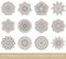 Set of Ethnic Fractal Mandala Vector Meditation Tattoo looks like Snowflake or Maya Aztec Pattern or Flower too Isolated on White