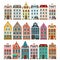 Set of european colorful old houses